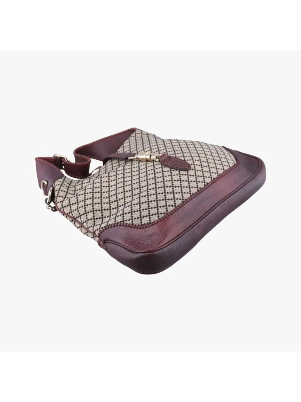 Gucci New Jackie Beige Bordeaux Canvas Leather Shoulder